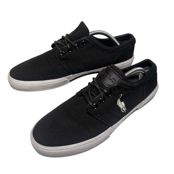 Polo Ralph Lauren Men's Classic Faxon Black Canvas Sneaker Sz 10 D Preppy Retro - Picture 14 of 16